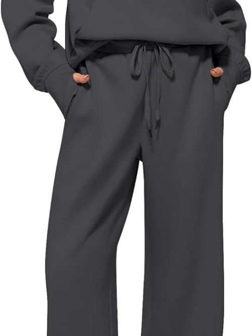 Women's 2 Piece Outfits Lounge Set   Half Zip Sweatshirt Wide Leg Sweatpant Set Sweatsuit Tracksuit