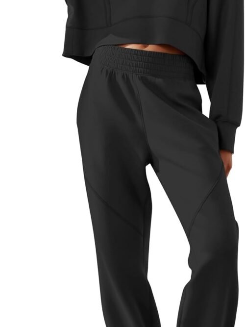 Womens 2 Piece Outfits Lounge Sets Cropped Sweatshirt & Joggers Fashion Sweatsuit Sweat Set  Fall Travel Outfits