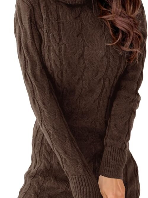 Womens Cable Knit Sweater Dress Sexy Long Sleeve Bodycon Turtleneck Mini Fall Sweaters Dresses