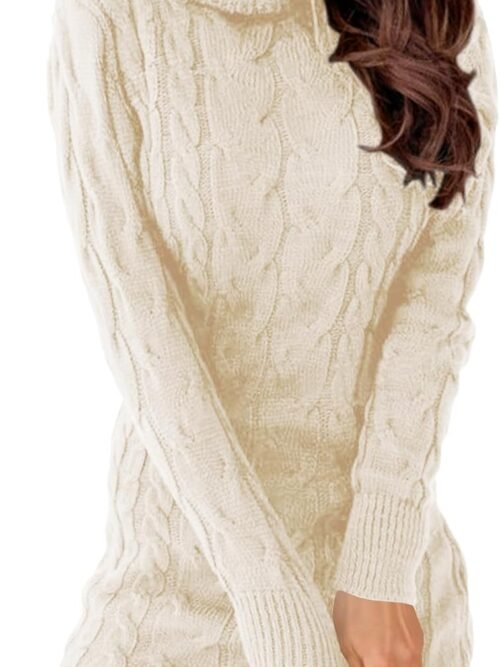 Womens Cable Knit Sweater Dress Sexy Long Sleeve Bodycon Turtleneck Mini Fall Sweaters Dresses