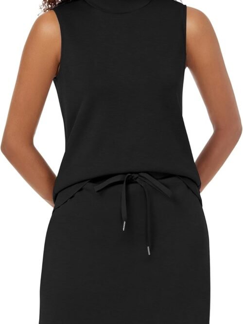 Two Piece Skirt Set for Women Sweatsuits Tennis Outfits Casual Mock Neck Sleeveless Top Elastic Short Skorts