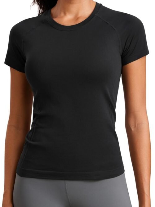 Seamless Workout Tops for Women Short Sleeve Athletic Tees Breathable Gym Running Yoga Shirts