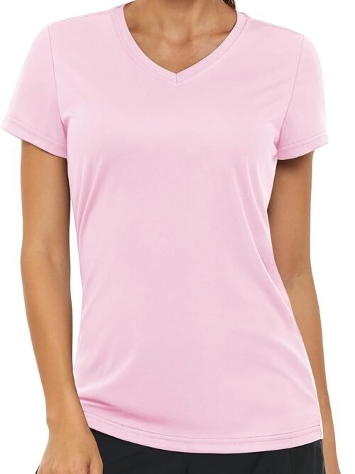 Women's T Shirts V-Neck Short Sleeve UPF 50+ Sun Protection Performance Quick Dry Athletic Shirts Tee Tops
