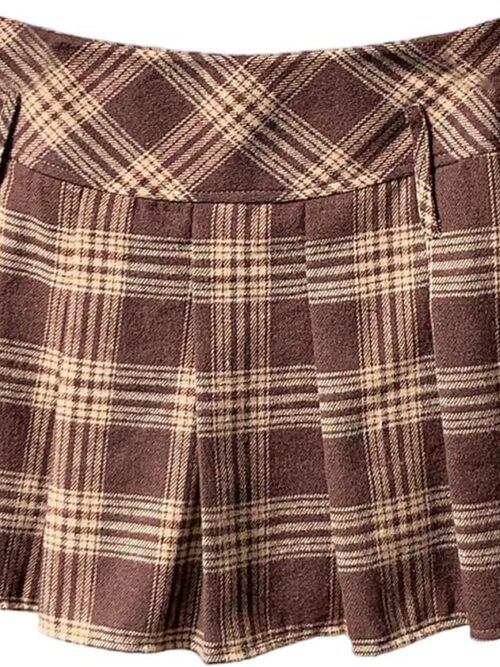 Women's Plaid Mini Skirt – Ruffled Flared Skirt