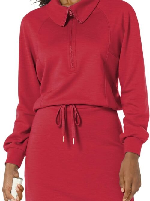 Women's 2 Piece Skirt Sets Athletic Tennis Skorts Tracksuit Half Zip Long Sleeve Sweatshirt Casual Outfits