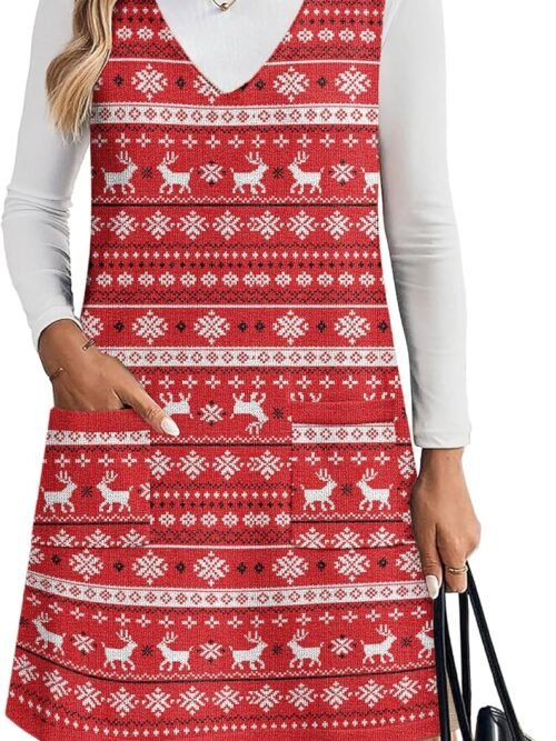 Women's Sweater Vest Dresses for Women  V Neck Sleeveless Knit Pullover Sweater with Pockets Fall Winter Outfits